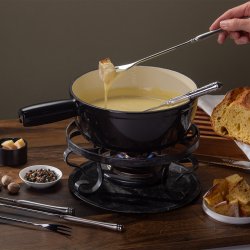 Żeliwny garnek do fondue z czarną emalią ø 22 cm - Jupiter Lunasol