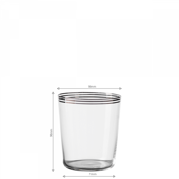 Szklanka Tumbler z trzema paskami w kolorze platynowym 440 ml - 21st Century Glas